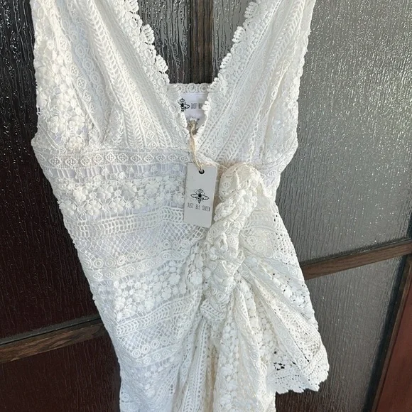 Just BEE Queen Tulum Ruched Crochet Midi Dress size Large